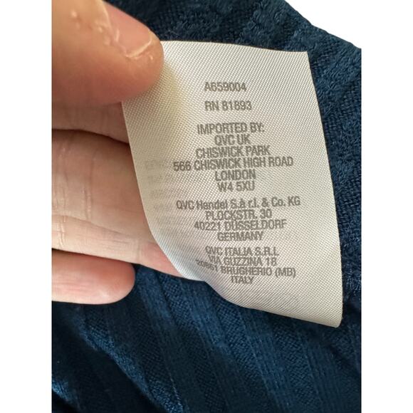 Susan Graver Rib Knit Paneled Pull-On Midi Skirt Rustic Navy Small Petite - Picture 8 of 9